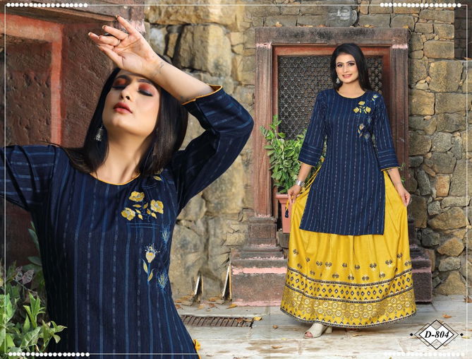 Beauty Qurrn  Heavy Ethnic Wear Rayon Printed Kurti With Skirt Collection